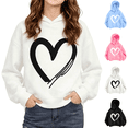 thumbnail image 1 of Wilak Girls Heart Printed Hoodies Sweatshirts Long Sleeve Casual Pullover Cute Kids Fall Tops White 5T, 1 of 7
