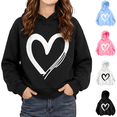 thumbnail image 1 of Wilak Girls Heart Printed Hoodies Sweatshirts Pullover Cute Casual Long Sleeve Kids Fall Tops Black 6T, 1 of 7