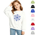 thumbnail image 1 of Wilak Girls Snowflake Print Sweatshirts Long Sleeve Casual Cotton Pullover Kids Fall Winter Tops White 12T, 1 of 6