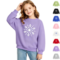 thumbnail image 1 of Wilak Girls Snowflake Print Sweatshirts Pullover Cotton Casual Long Sleeve Kids Fall Winter Tops Purple 6T, 1 of 6