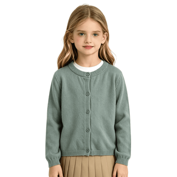 Wilark Girls Cardigan Sweaters Cotton Knitted Casual Long Sleeve Lightweight Spring Fall Tops Army Green 1 T