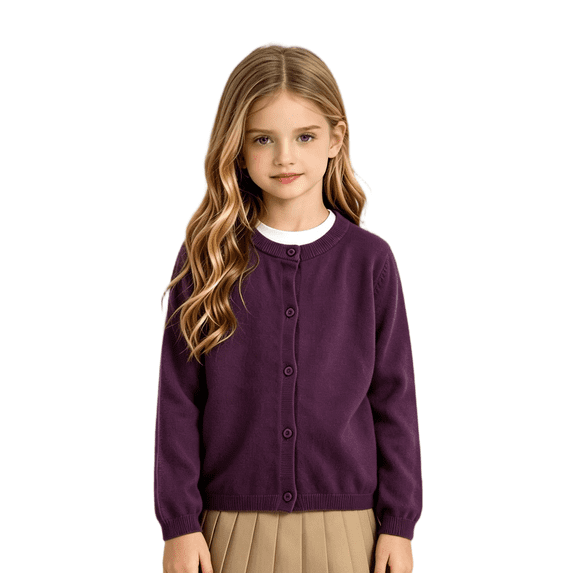 Wilark Girls Cardigan Sweaters Lightweight Cotton Knitted Casual Long Sleeve Spring Fall Tops Purple 6