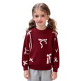 thumbnail image 1 of Wilark Girls Christmas Sweater Pullover Cute Crew Neck Long Sleeve Kids Festival Tops Wine 13-14 Years, 1 of 9