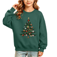 thumbnail image 1 of Wilark Girls Christmas Sweatshirts Pullover Crew Neck Long Sleeve Fleece Warm Kids Festival Tops Army Green 8, 1 of 9