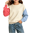 thumbnail image 1 of Wilark Girls Color Block Sweatshirts Long Sleeve Crew Neck Fleece Warm Casual Kids Spring Fall Tops Wine 12, 1 of 9