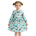 thumbnail image 1 of Wilark Girls Cotton Dress Printed Casual Long Sleeve Cute Fall A Line Dress Blue 8, 1 of 9