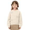 thumbnail image 1 of Wilark Girls Crew Neck Sweaters Casual Long Sleeve Knitted Thermal Fall Winter Tops Beige 8, 1 of 6