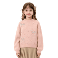 thumbnail image 1 of Wilark Girls Crew Neck Sweaters Knitted Thermal Casual Long Sleeve Fall Winter Tops Pink 4 T, 1 of 7