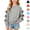 thumbnail image 1 of Wilark Girls Crew Neck Sweatshirts Casual Cute Long Sleeve Pullover Kids Fall Clothing Gray 6, 1 of 9