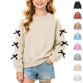 thumbnail image 1 of Wilark Girls Crew Neck Sweatshirts Cute Casual Pullover Long Sleeve Kids Fall Clothing Beige 8, 1 of 7