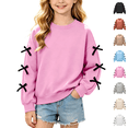 thumbnail image 1 of Wilark Girls Crew Neck Sweatshirts Size 4-12, Long Sleeve Cute Pullover Casual Kids Fall Clothing Pink, 1 of 8