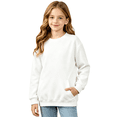 thumbnail image 1 of Wilark Girls Crew Neck Sweatshirts with Pockets Casual Long Sleeve Fashion Pullover Kids Fall Tops White 14, 1 of 7