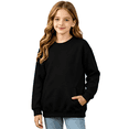 thumbnail image 1 of Wilark Girls Crew Neck Sweatshirts with Pockets Fashion Long Sleeve Casual Pullover Kids Fall Tops Black 10, 1 of 7