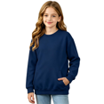 thumbnail image 1 of Wilark Girls Crew Neck Sweatshirts with Pockets Pullover Casual Long Sleeve Fashion Kids Fall Tops Navy 5, 1 of 7