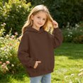 thumbnail image 1 of Wilark Girls Oversized Hoodies Sweatshirts with Pockets Fleece Warm Casual Pullover Long Sleeve Kids Fall Winter Tops Brown 14, 1 of 6