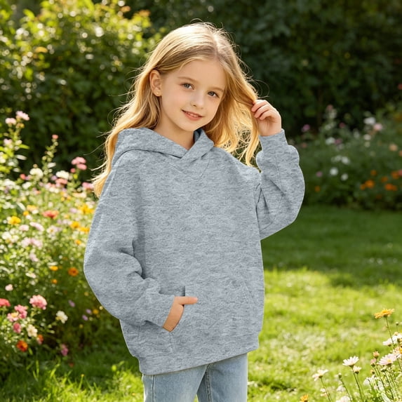 Wilark Girls Oversized Hoodies Sweatshirts with Pockets Long Sleeve Pullover Fleece Warm Casual Kids Fall Winter Tops Gray 12