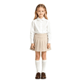 thumbnail image 1 of Wilark Girls Pleated Skirts with Skorts Cotton School Uniform Elastic Waist A-line Kids Mini Skirts Beige 10, 1 of 8