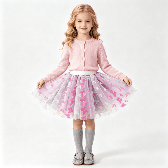 Wilark Girls Rainbow Tulle Skirts Party Cute Elastic Waist Dance Princess Skirts for Kids Purple 3