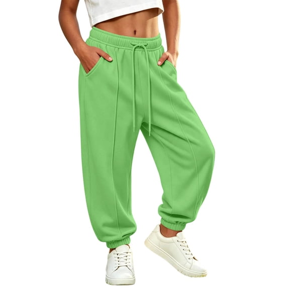 Wilark Girls Sweatpants with Pockets Running Casual Fashion Drawstring Elastic Waist Baggy Joggers for Kids Green 12