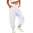 thumbnail image 1 of Wilark Girls Sweatpants with Pockets Running Casual Fashion Drawstring Elastic Waist Baggy Joggers for Kids White 12, 1 of 9