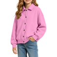 thumbnail image 1 of Wilark Girls Sweatshirts Cardigan Casual Fashion Long Sleeve Collared Kids Fall Jackets with Pockets Pink 10, 1 of 7