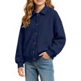 thumbnail image 1 of Wilark Girls Sweatshirts Cardigan Collared Long Sleeve Fashion Casual Kids Fall Jackets with Pockets Navy 5, 1 of 7