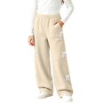 thumbnail image 1 of Wilark Girls Wide Leg Sweatpants with Bows Baggy Fashion Casual Elastic Waist Track Pants Beige 6, 1 of 7