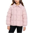 thumbnail image 1 of Wilark Girls Winter Coats Quilted Long Sleeve Collared Loose Fit Casual Fashion Puffer Jacket Pink 4-10, 1 of 8