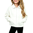thumbnail image 1 of Wilark Girls Zip Up Sweatshirts Fashion Casual Collared Long Sleeve Kids Fall Jackets White 6, 1 of 6