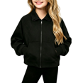 thumbnail image 1 of Wilark Girls Zip Up Sweatshirts Long Sleeve Collared Casual Fashion Kids Fall Jackets Black 12, 1 of 6