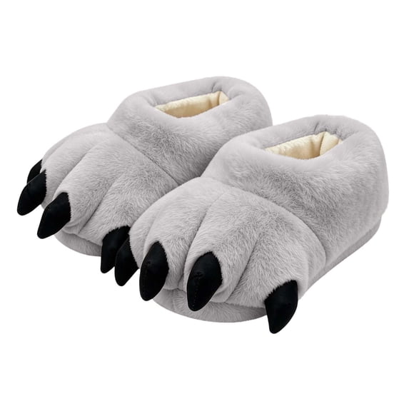 Wilark Little Girls Monster Claw Slippers Cute Fuzzy Fleece Warm Winter House Shoes Gray One Size