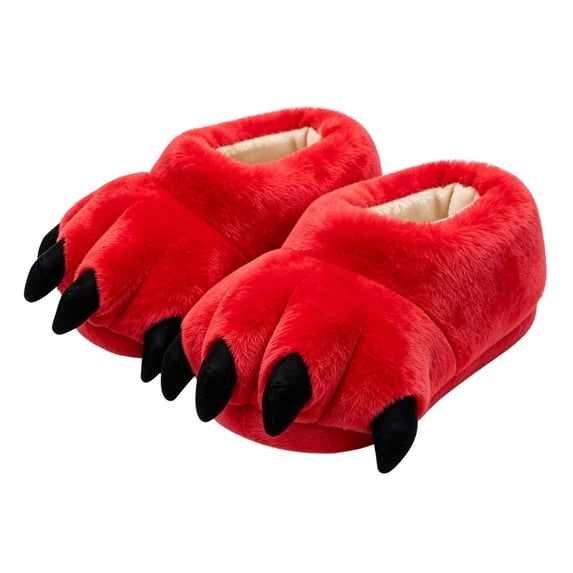 Wilark Little Girls Monster Claw Slippers Fuzzy Fleece Warm Cute Winter House Shoes Red One Size