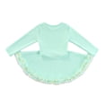 thumbnail image 1 of Wilark Toddler Girls Ballet Dress with Mesh Trim Crew Neck Knitted Cute Long Sleeve Party Dance Dress Green 1 T, 1 of 6