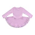 thumbnail image 1 of Wilark Toddler Girls Ballet Dress with Mesh Trim Cute Knitted Crew Neck Long Sleeve Party Dance Dress Purple 1 T, 1 of 6