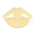 thumbnail image 1 of Wilark Toddler Girls Ballet Dress with Mesh Trim Cute Knitted Crew Neck Long Sleeve Party Dance Dress Yellow 2 T, 1 of 6
