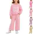 thumbnail image 1 of Wilark Toddler Girls Outfit Sets with Butterfly Cute Casual Sweatshirt and Sweatpants 2 Piece Long Sleeve Kids Fall Clothes Pink 2, 1 of 9