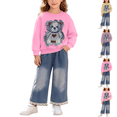 thumbnail image 1 of Wilark Toddler Girls Outfit Sets with Teddy Bear Sweatshirt and Jeans Cute Long Sleeve Casual Kids Fall Clothes Hot Pink 3, 1 of 7