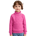 thumbnail image 1 of Wilark Toddler Girls Sweaters Long Sleeve Cute Ruffle Mock Neck Casual Fall Knitted Tops Hot Pink 3 T, 1 of 9