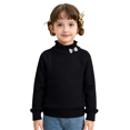 thumbnail image 1 of Wilark Toddler Girls Sweaters Ruffle Mock Neck Casual Long Sleeve Cute Fall Knitted Tops Black 4 T, 1 of 9