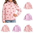 thumbnail image 1 of Wilark Toddler Girls Zip Up Fleece Jackets with Pockets Casual Cute Heart Print Lightweight Long Sleeve Fall Coat Red 1-5, 1 of 7