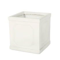 Wilbert Cast Stone Outdoor Medium Planter, Antique White