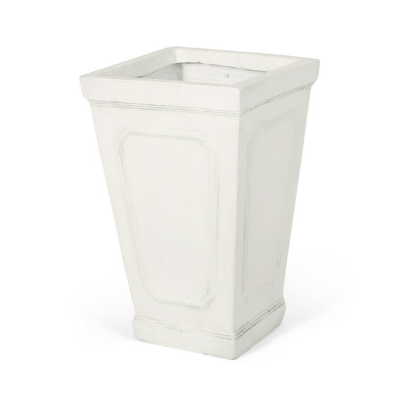 Wilbert Cast Stone Outdoor Small Cast Stone Tapered Planter, Antique White
