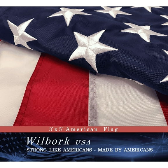 American Flag | American Flags for Outside 3x5 Made in USA Flag Embroidered Stars Sewn Stripes US Flag 3x5 Heavy Duty Outdoor , Nylon American Flag Made in USA