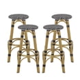 thumbnail image 1 of Wilbur Aluminum and Wicker Outdoor 29.5 Inch Barstools, Set of 4, Black, White, and Bamboo Finish, 1 of 6