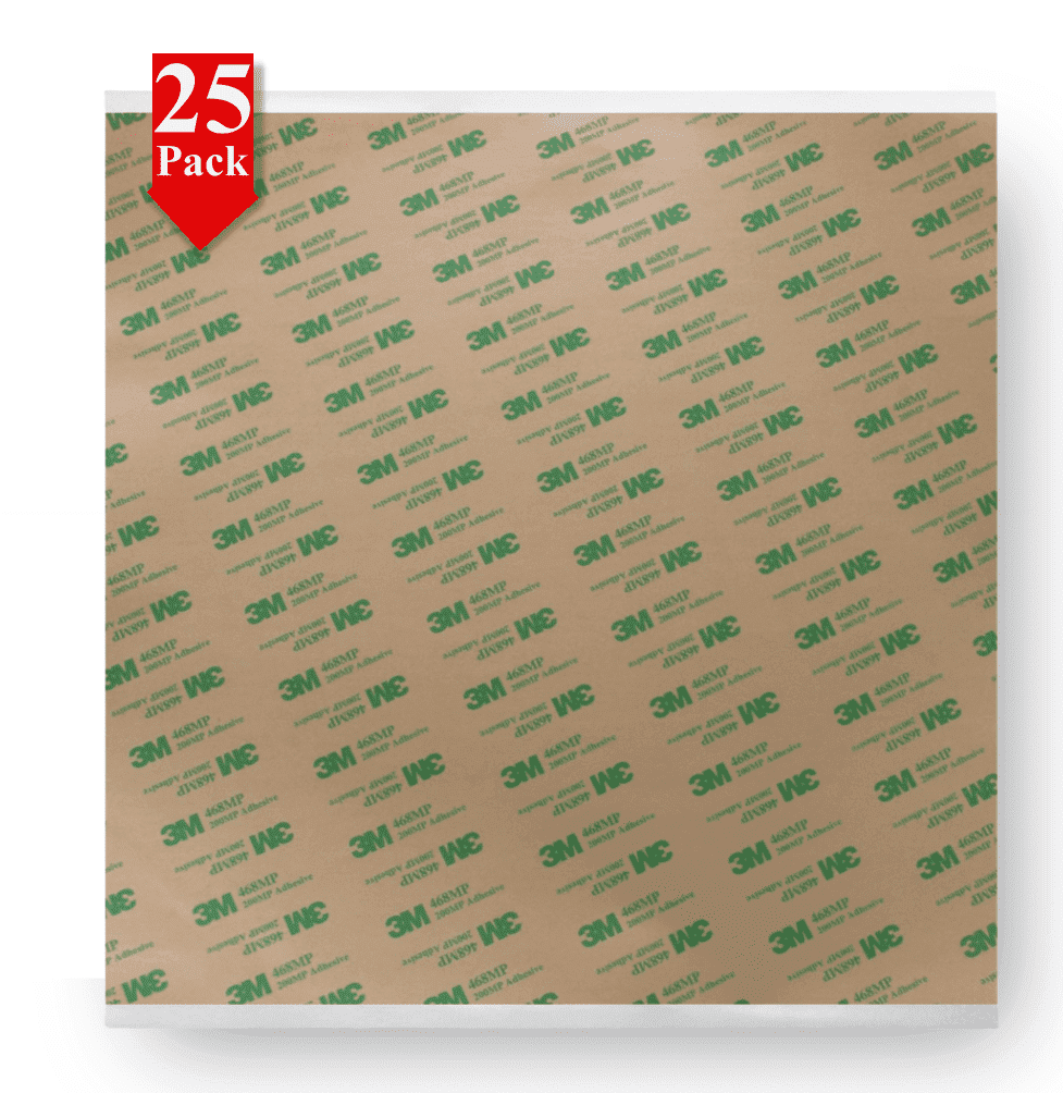 Wilbur's Finest 3M 468MP Double-Sided Adhesive Transfer Tape Sheets, 25 Pack, 12" x 12"