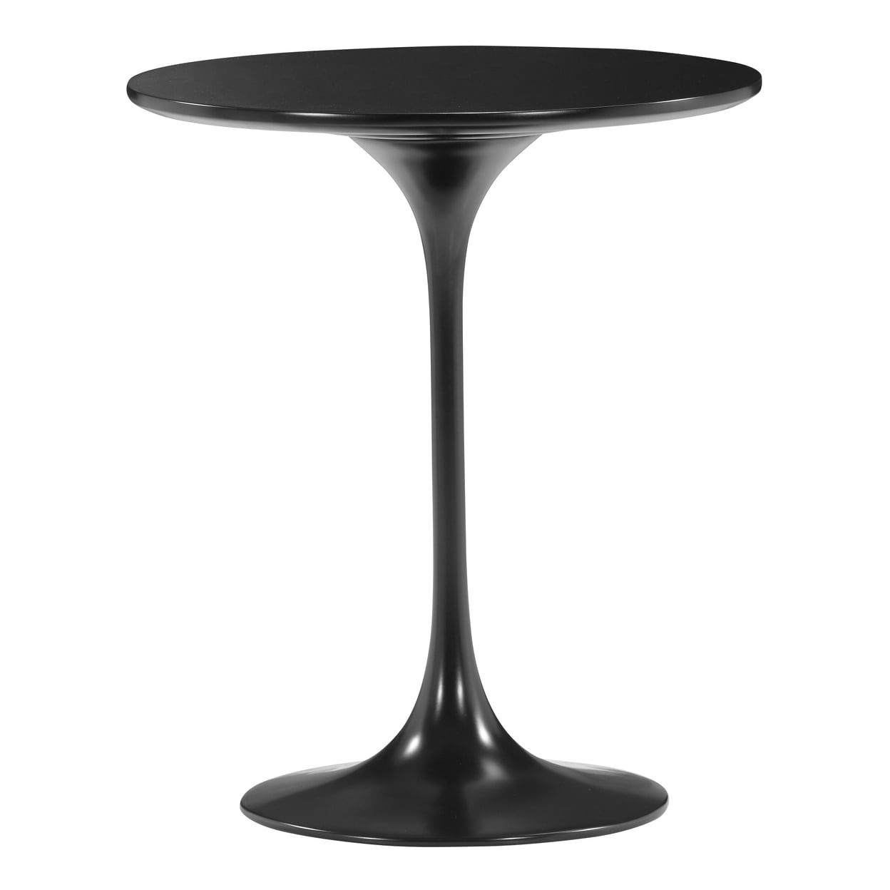 Modern Wilco Black Round Side Table with Glossy MDF Top