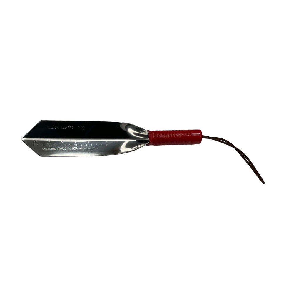 Garden Trowel - Stainless Steel 14 Long Works Perfectly for Every Hand Digging Situation. Indestructible. Made in Iowa. Includes a 6 Incised Depth Gauge. Lifetime Guarantee.