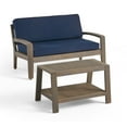 thumbnail image 1 of Wilcox Outdoor Acacia Wood Loveseat and Coffee Table Set with Cushions, Gray, Sunbrella Canvas Navy, 1 of 9