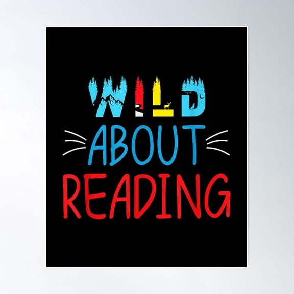 Wild About Reading Book Lover National Read Across Usa Day Poster Wall Art, Modern Wall Decor For Living Room Bedroom, 12x18 UNFRAMED