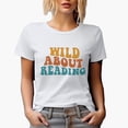 thumbnail image 1 of Wild About Reading, Book Lover or Avid Reader Themed, Groovy Retro Wavy Text Merch Gift, White T-Shirt, XL, 1 of 5